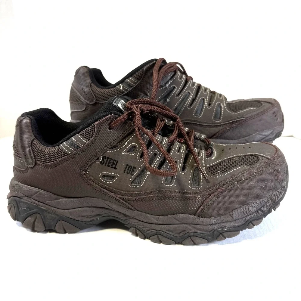 Skechers Men's Work RF Cankton Steel Toe‎ Blk/Char. Shoes Size 9.5 #77055
